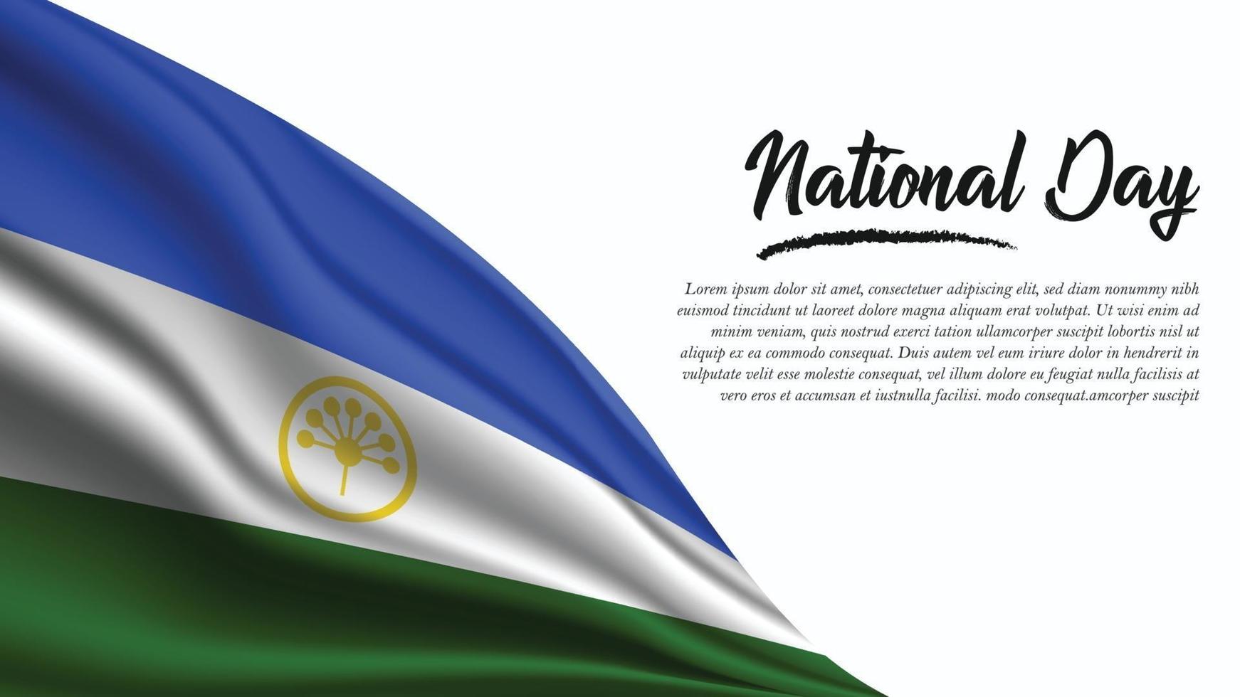 National Day Banner with Bashkortostan Flag background vector