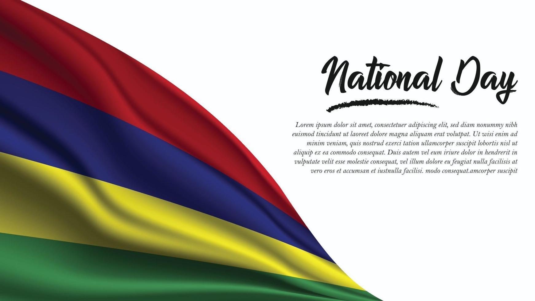 National Day Banner with Mauritius Flag background vector