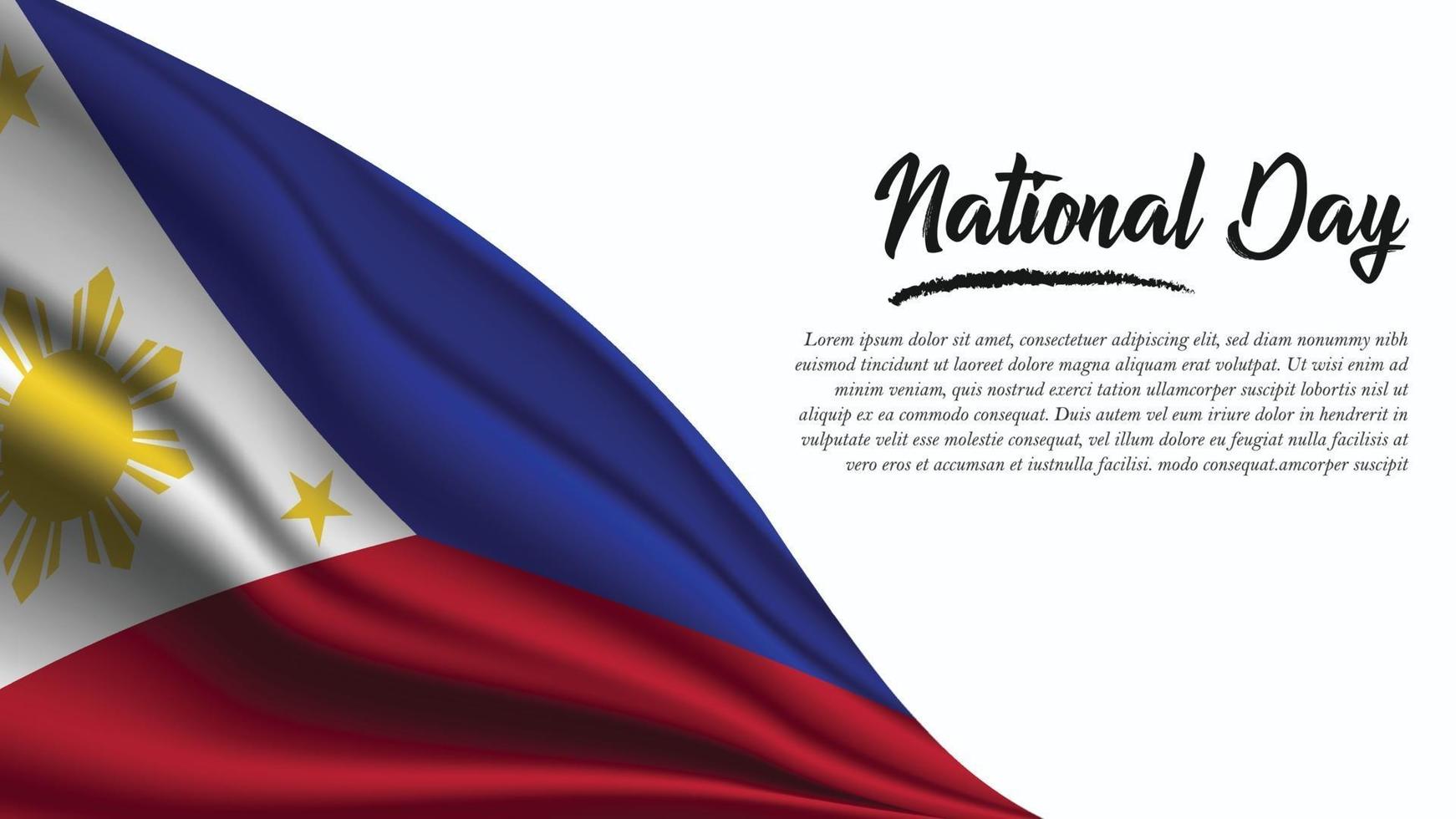 banner del día nacional con fondo de bandera de filipinas vector