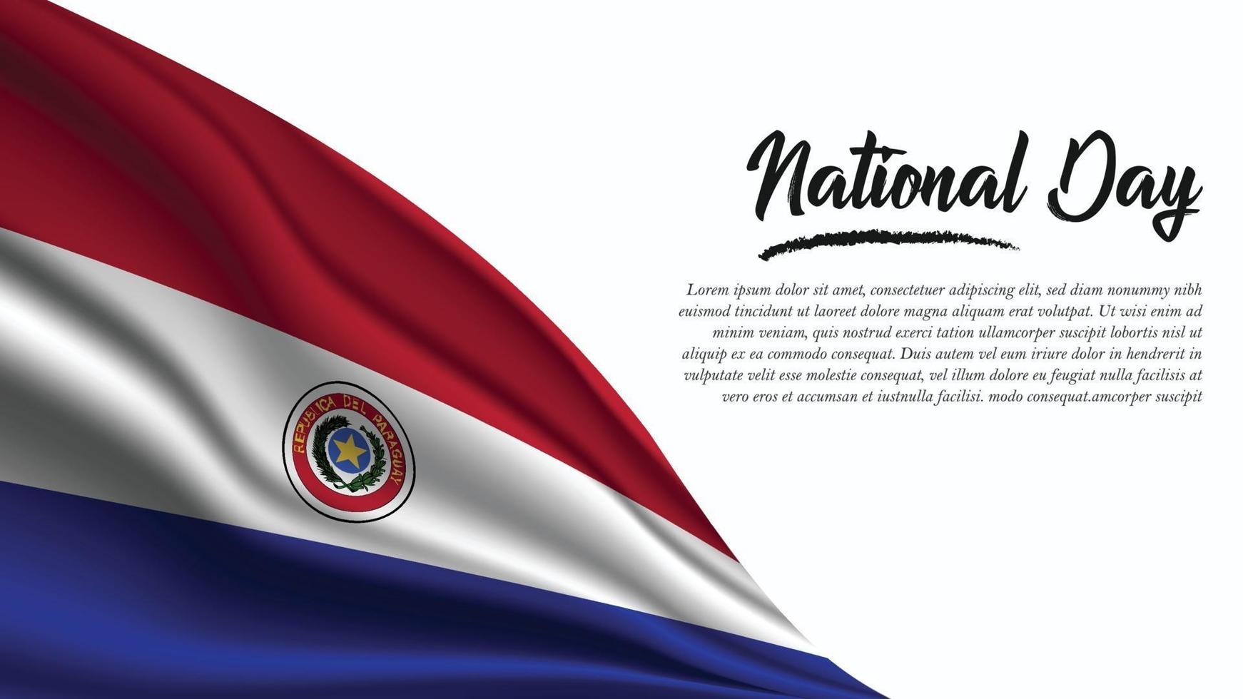 National Day Banner with Paraguay Flag background vector