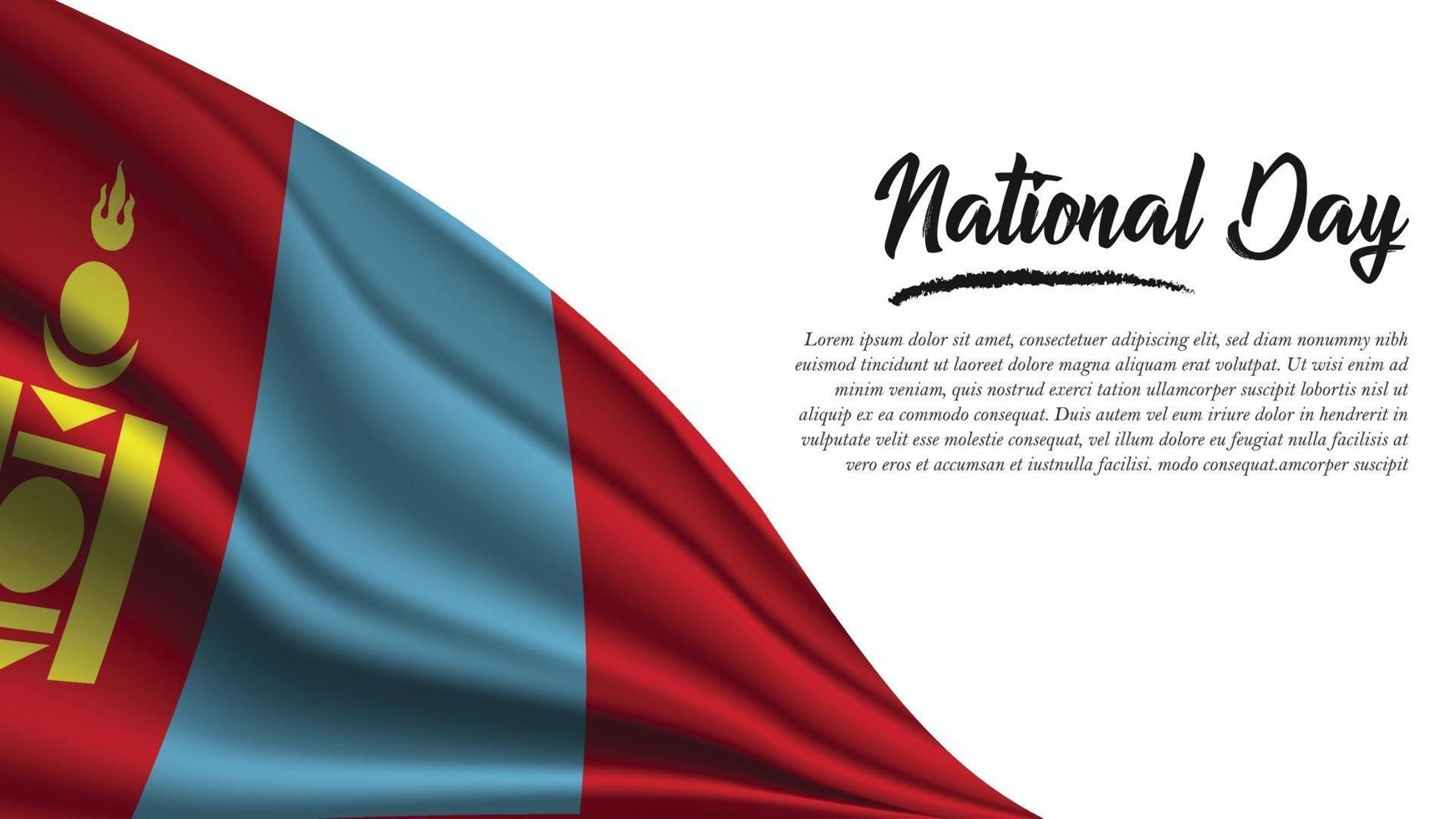 National Day Banner with Mongolia Flag background vector