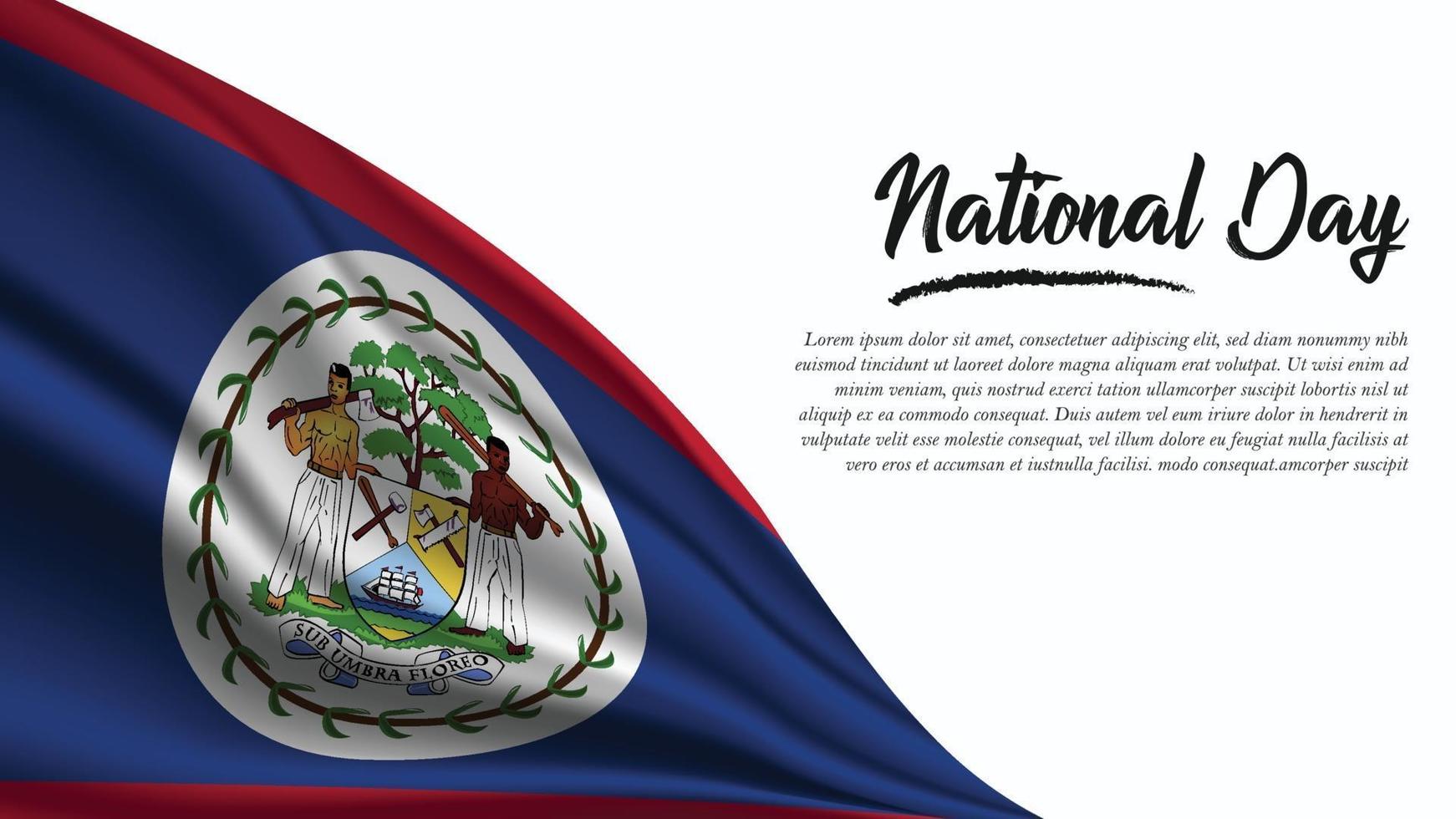 National Day Banner with Belize Flag background vector