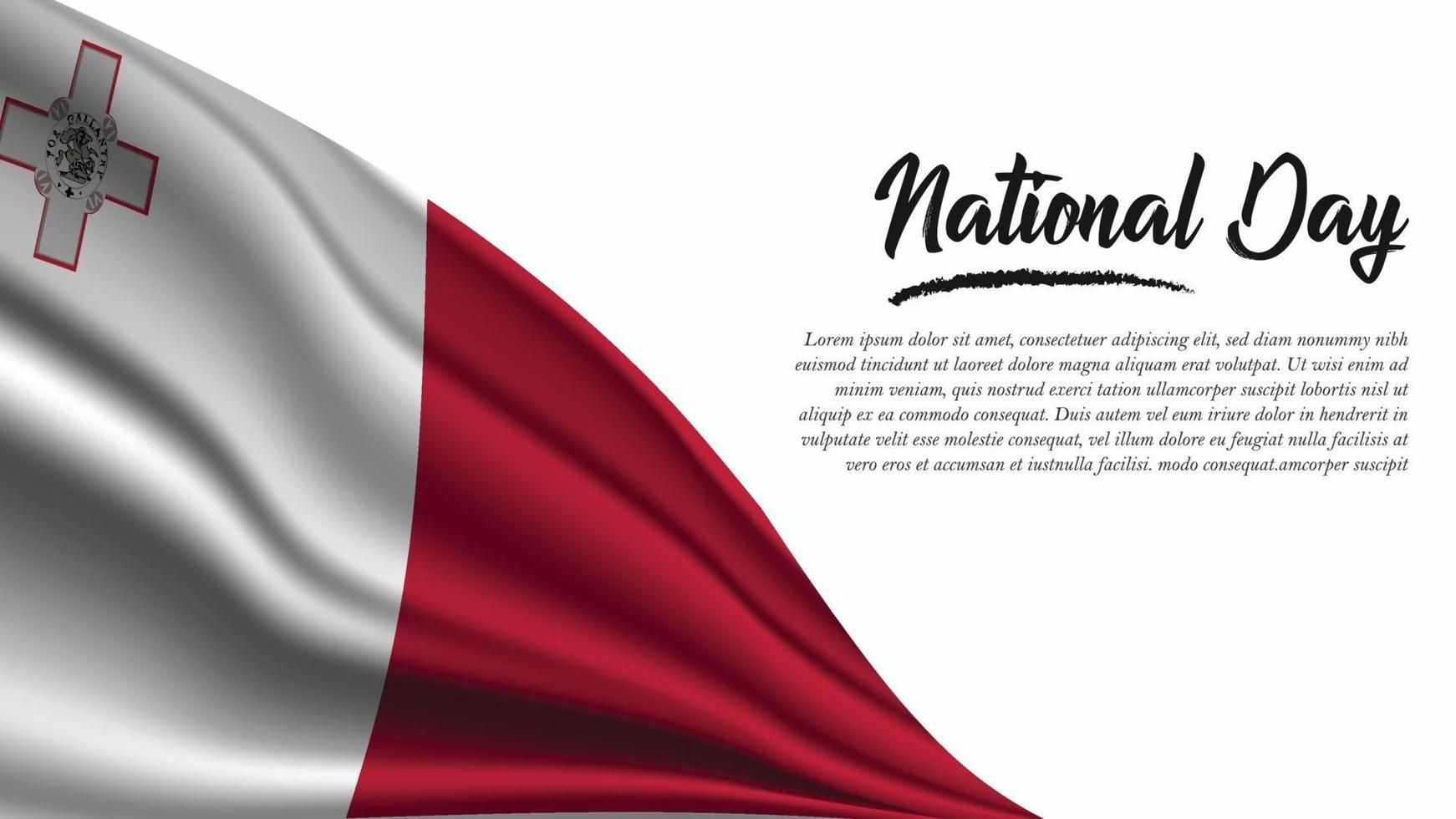 National Day Banner with Malta Flag background vector