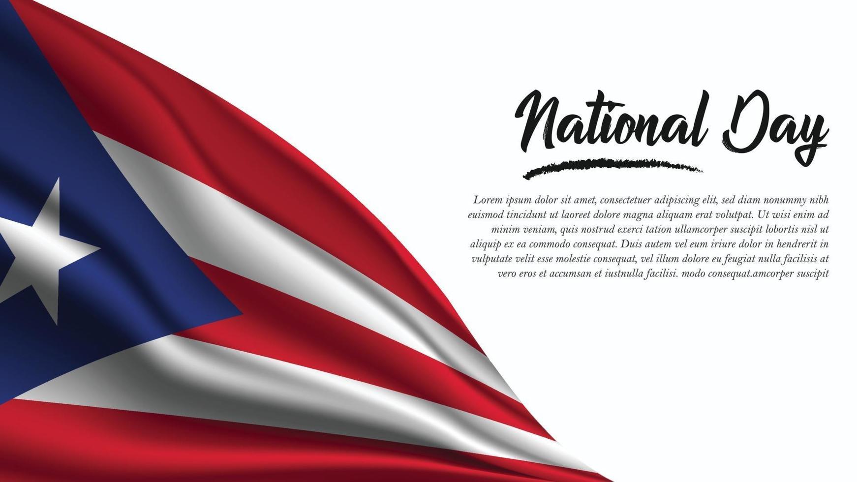 National Day Banner with Puerto Rico Flag background vector