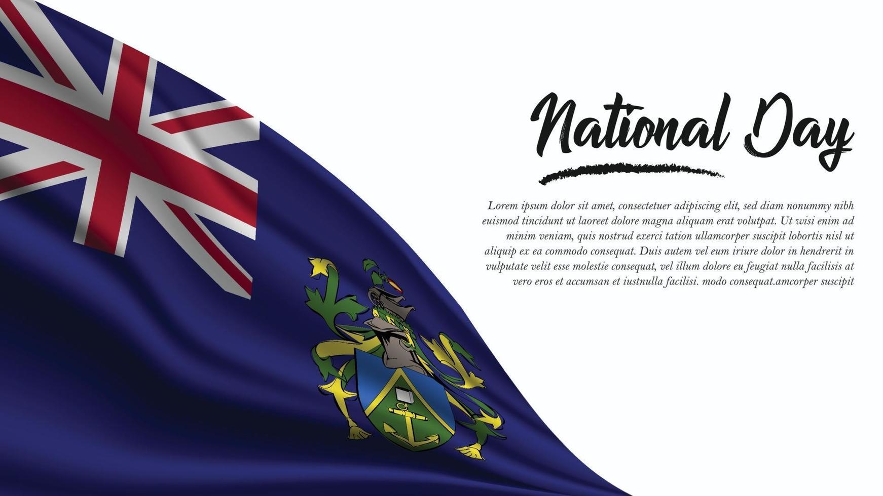 banner del día nacional con fondo de bandera de las islas pitcairn vector
