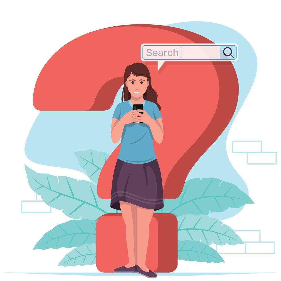 Young woman searching the internet vector