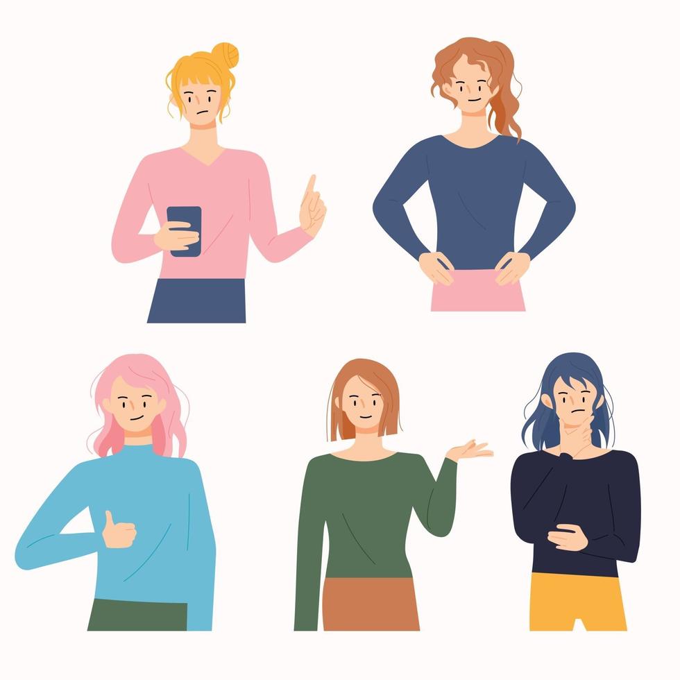 Female characters with confident and dignified expressions. vector