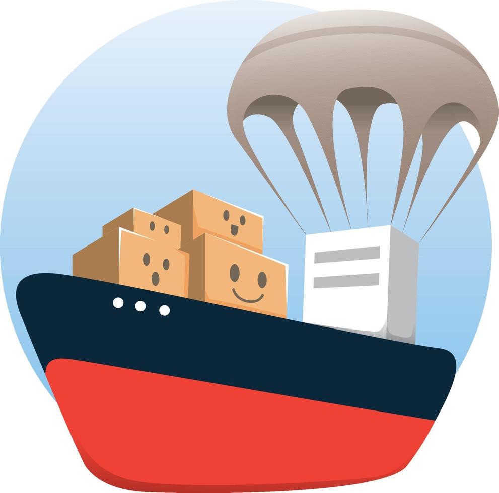 tienda en línea con ilustración de entrega de barco vector