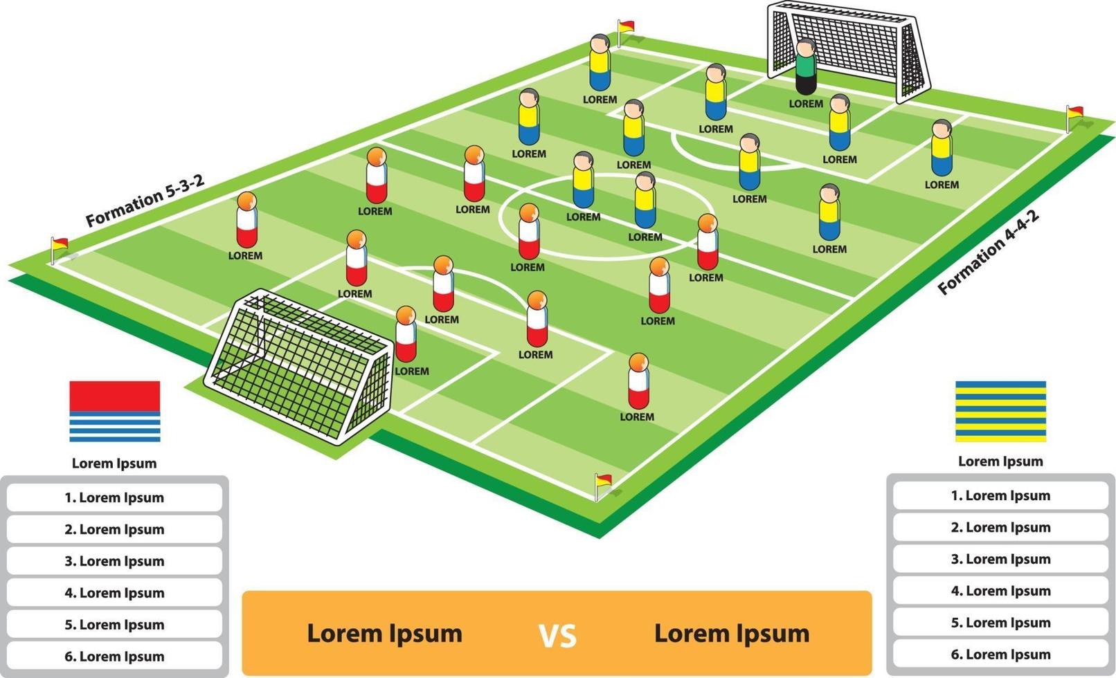 football or soccer match formation infographic football pitch vector