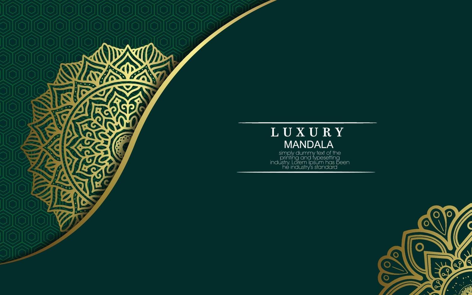 Luxury gold mandala ornate background for wedding invitation vector