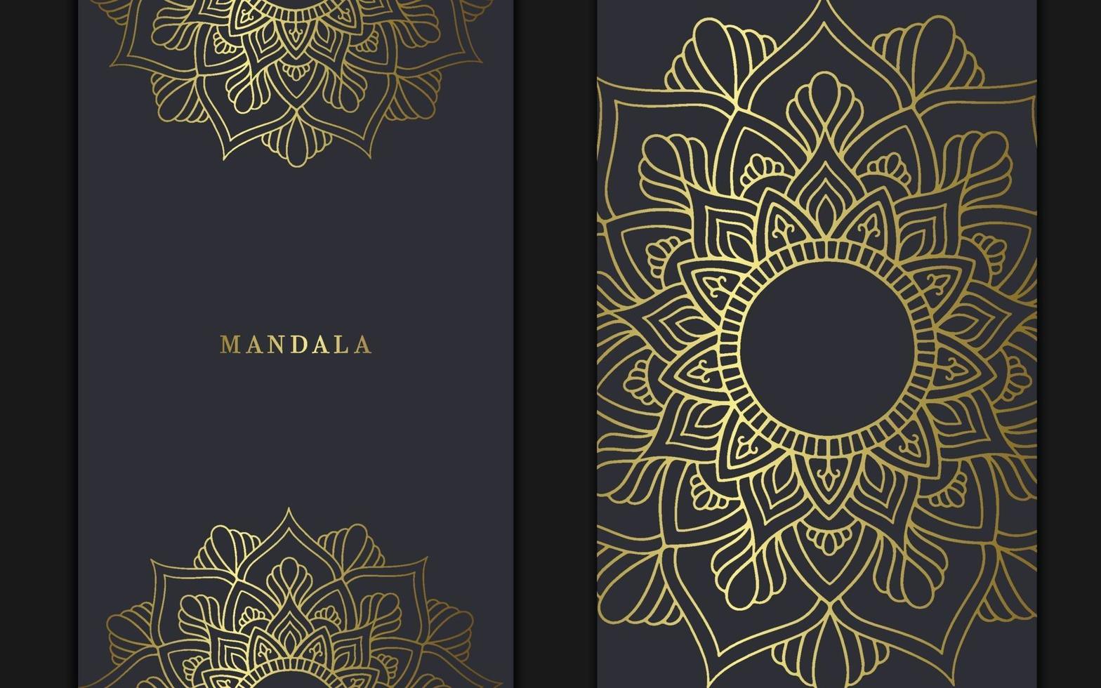 Fondo adornado de mandala de oro de lujo para invitación de boda vector