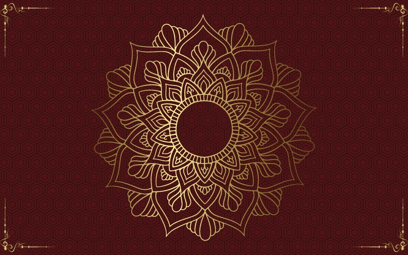 Fondo adornado de mandala de oro de lujo para invitación de boda vector