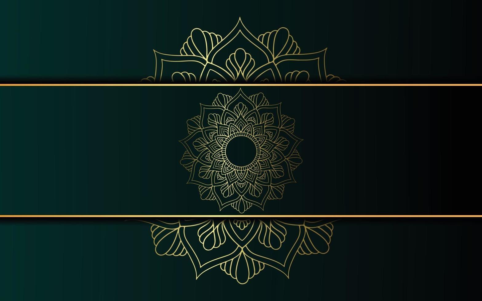 Fondo adornado de mandala de oro de lujo para invitación de boda vector