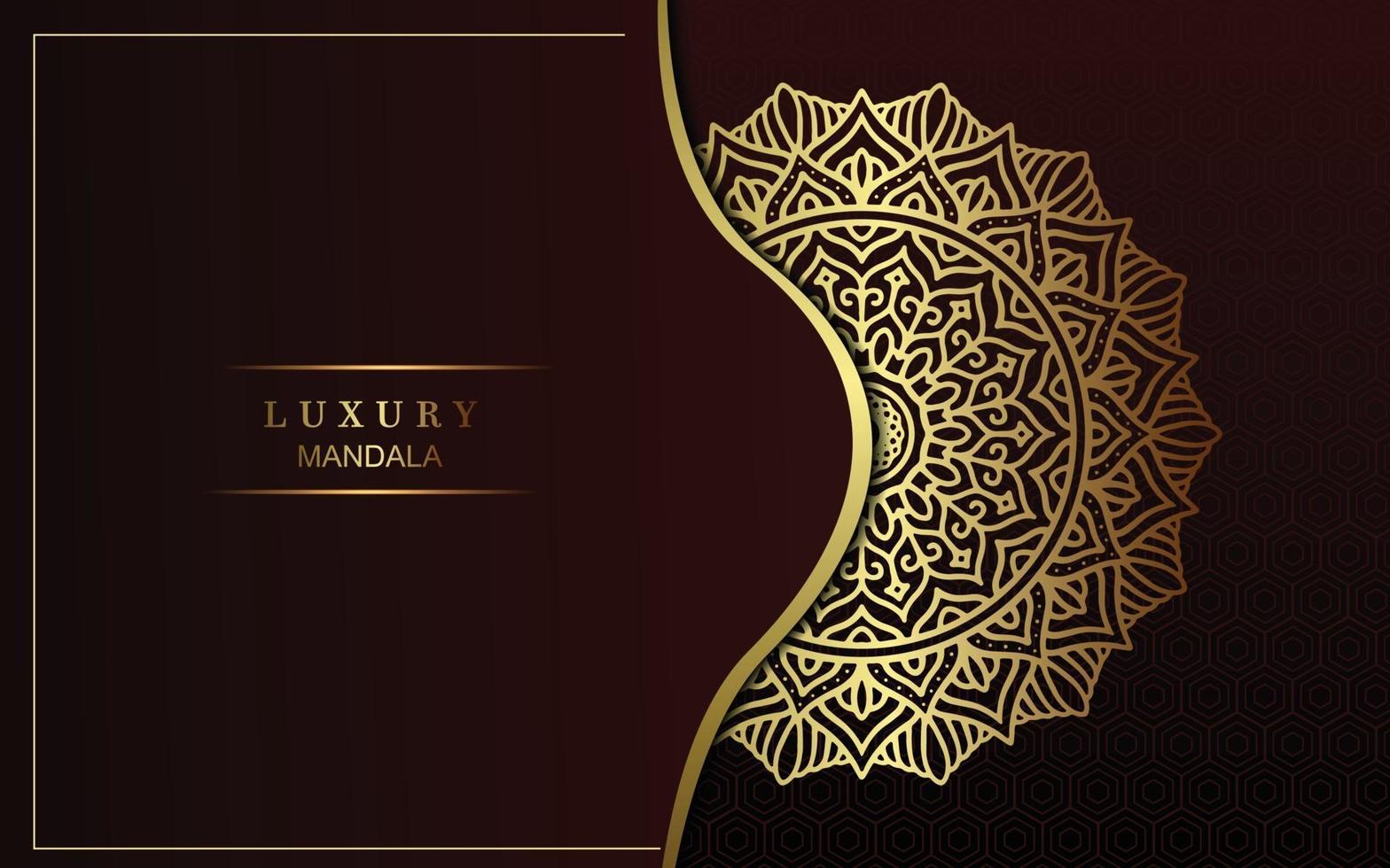 Luxury gold mandala ornate background for wedding invitation vector