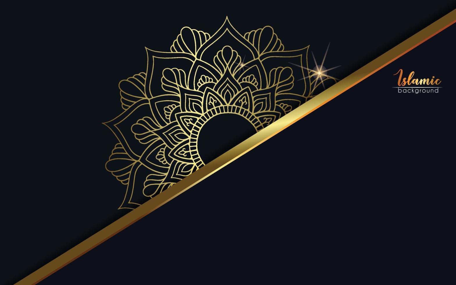 Fondo adornado de mandala de oro de lujo para invitación de boda vector