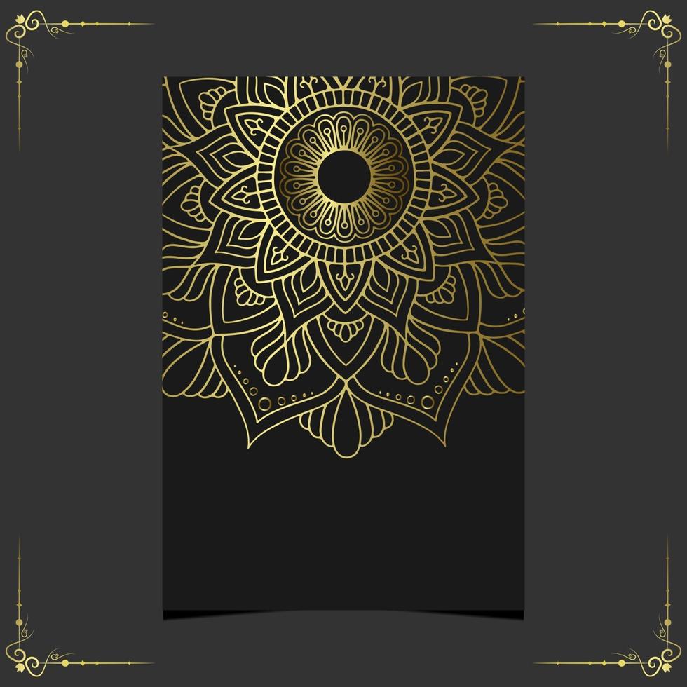 Luxury gold mandala ornate background for wedding invitation vector