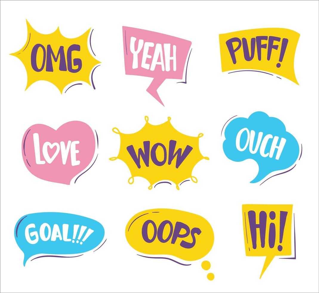 Hand drawn bubble chat collection vector