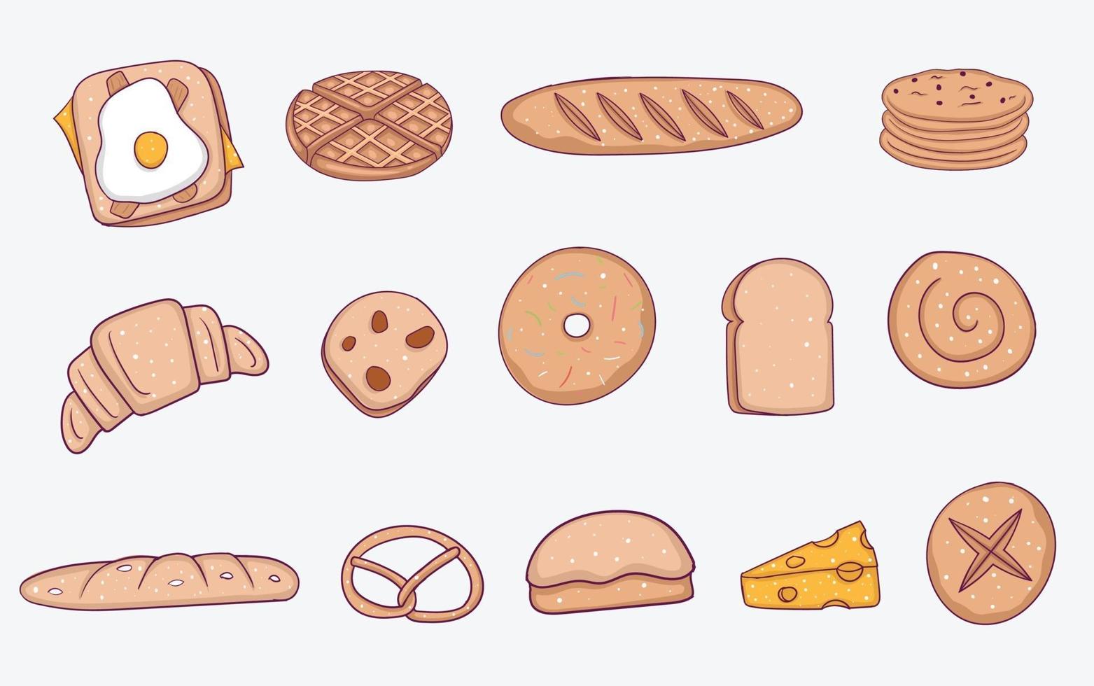 Colorful Hand drawn bakery element vector