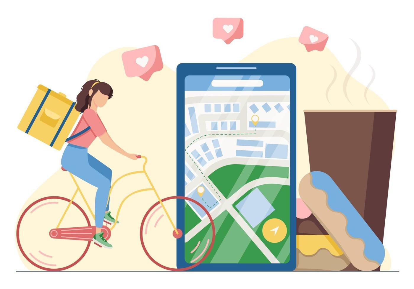 The concept of food delivery via an online application from restaurant vector