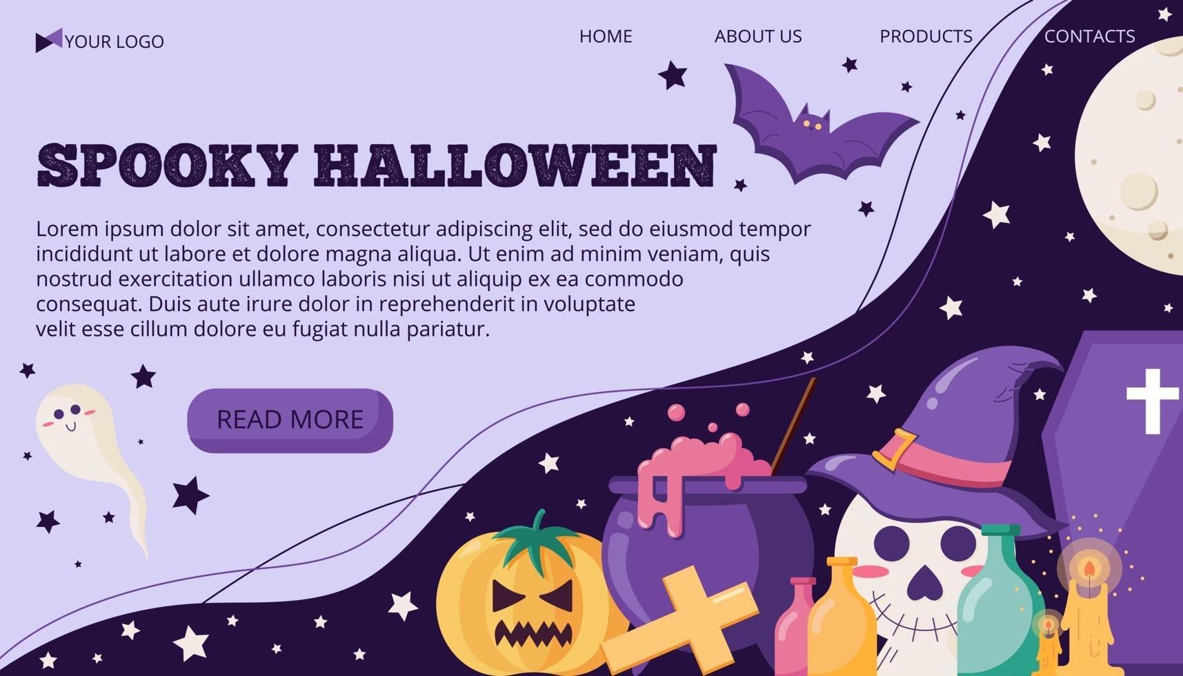 plantilla de banner de ilustración vectorial con texto para halloween. vector
