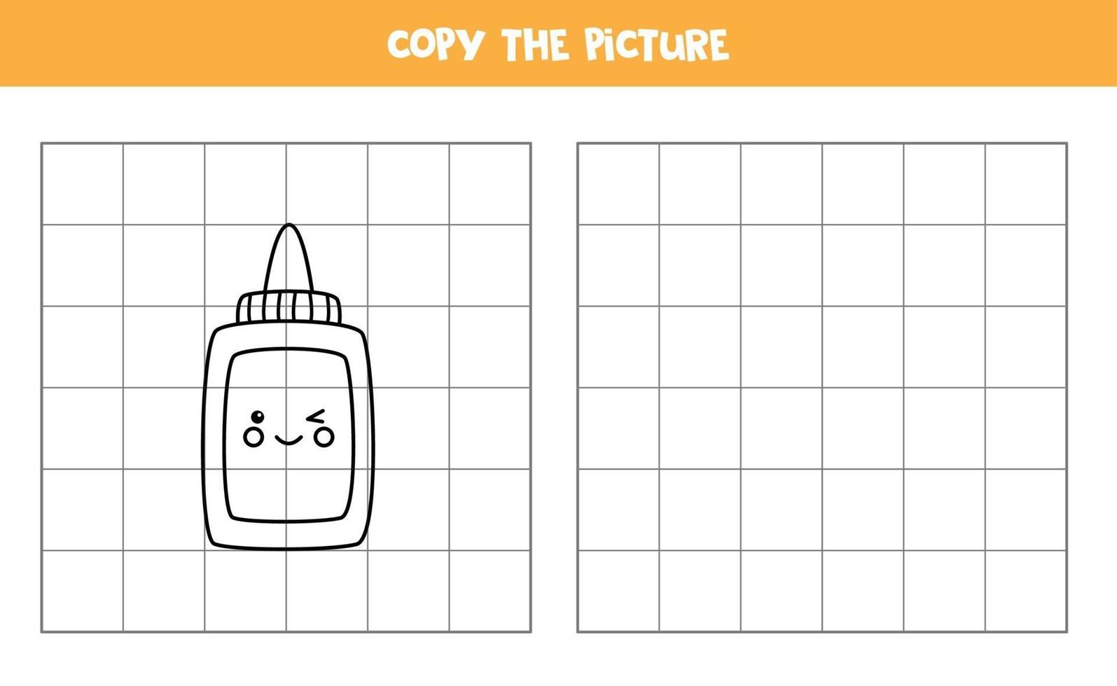 Copy the picture of cute kawaii glue. Logical game for kids. vector