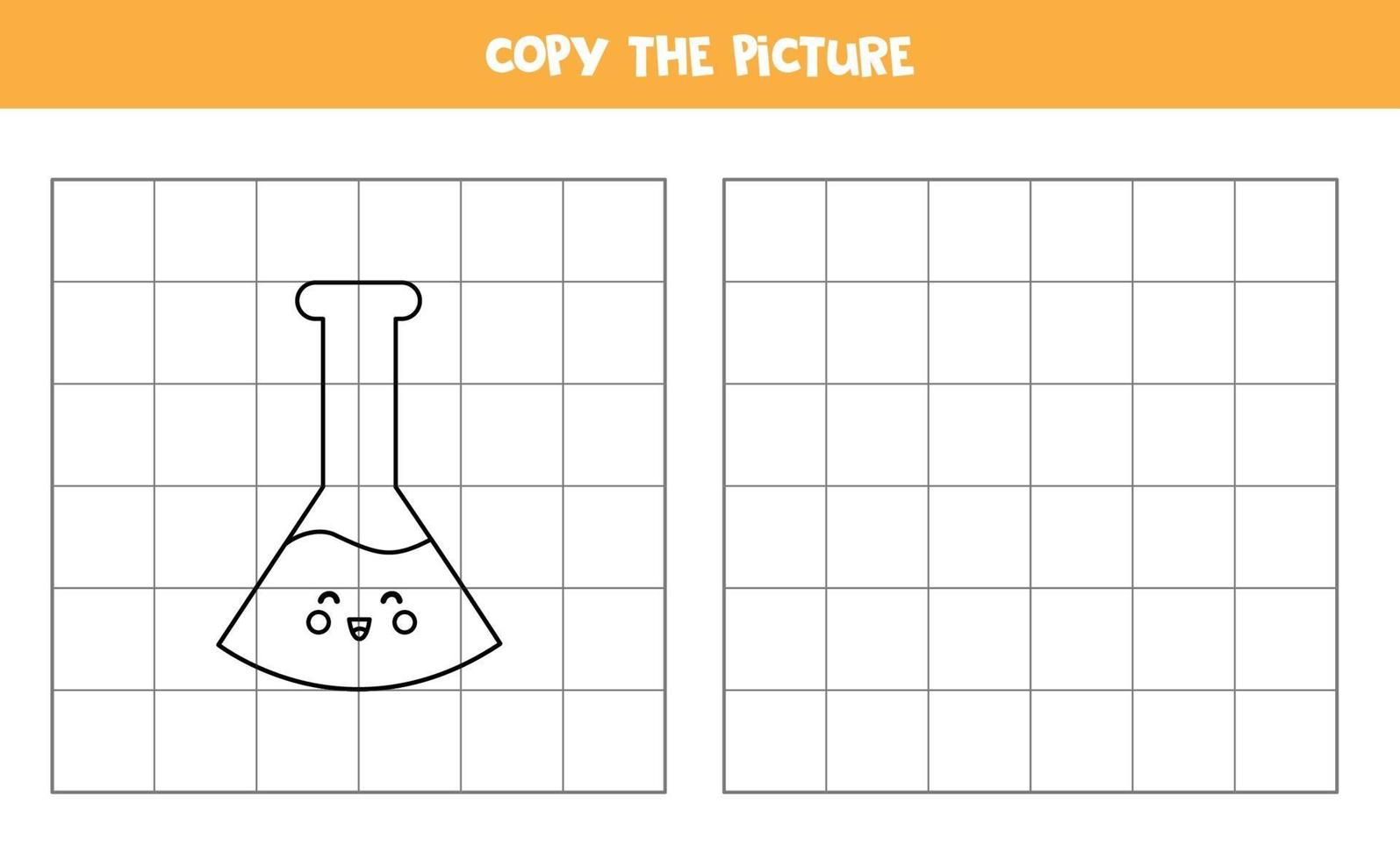 Copy the picture of cute test tube. Logical game for kids. vector