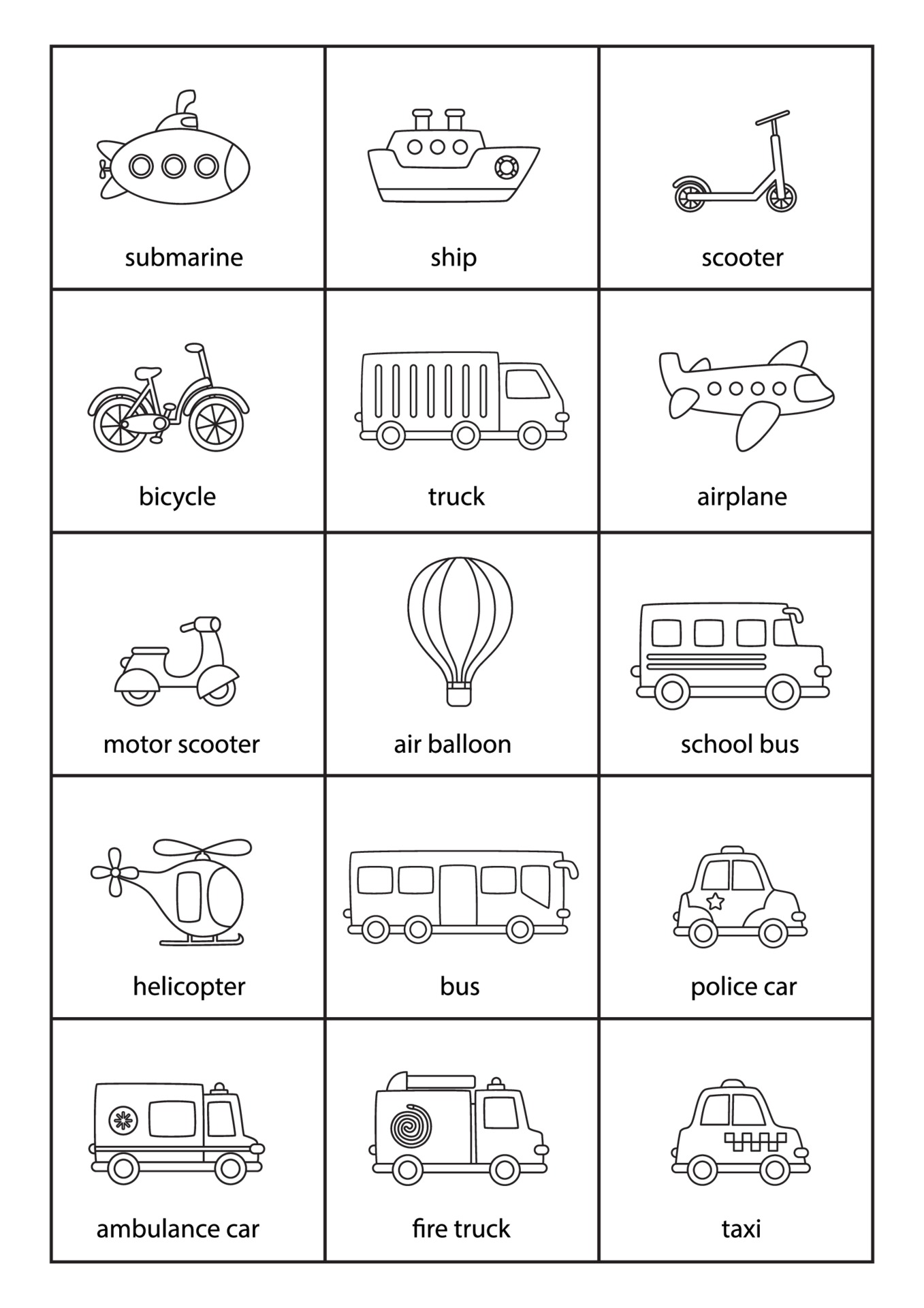 Cartoon transportation means with names in English. 3362080 Vector Art at Vecteezy Cartoon transportation means with names in English. 3362080 Vector Art at Vecteezy