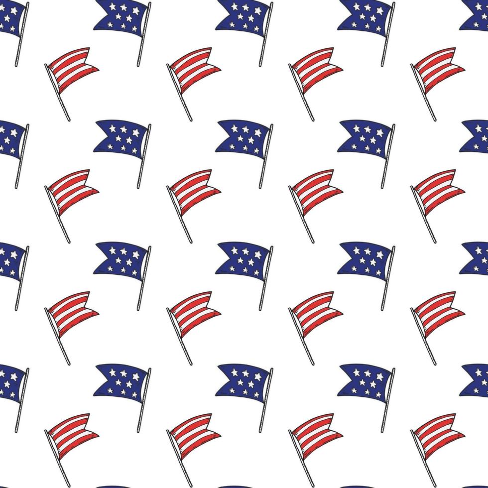 Patriotic seamless pattern with USA flags. Vector illustration