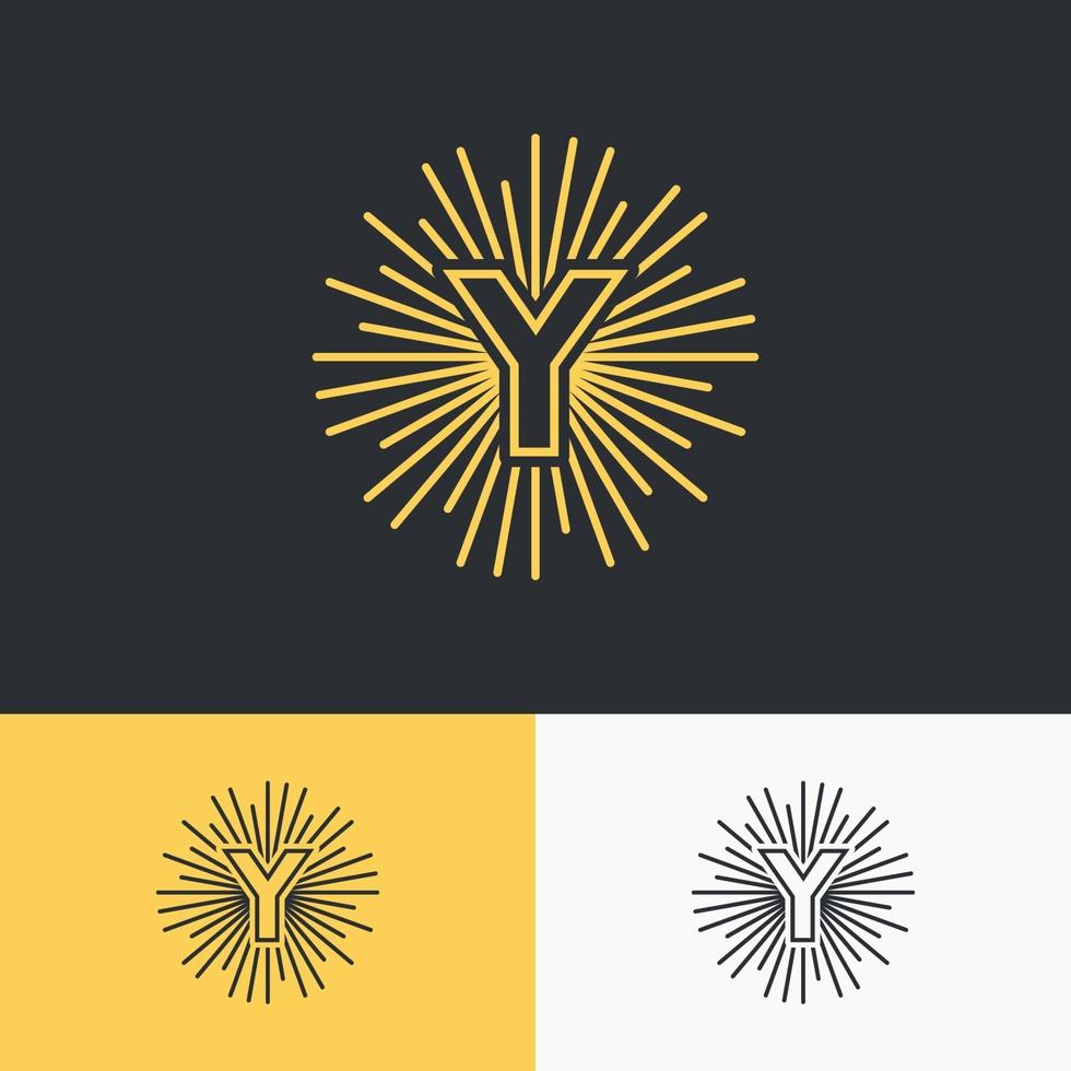 initial letter with sun symbol logo alphabet template vector