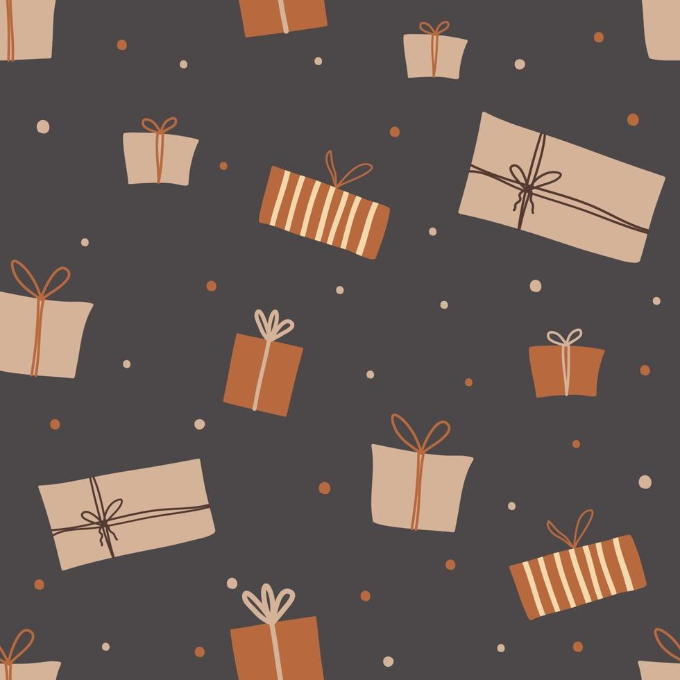 Navidad de patrones sin fisuras con lindos regalos vector