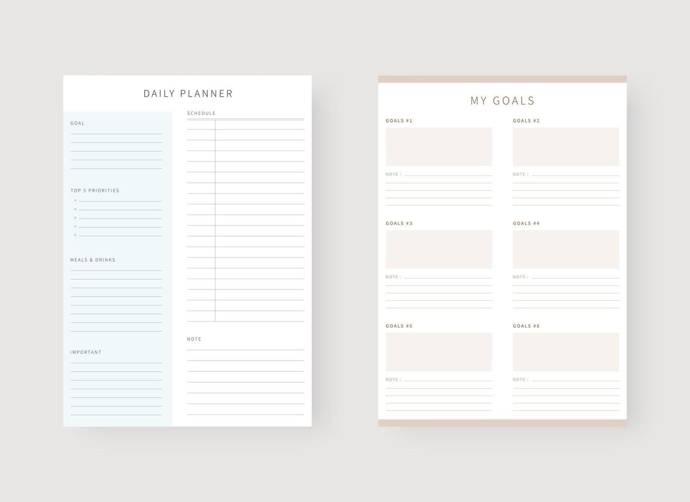 Daily planner template. Set of planner and to do list. vector