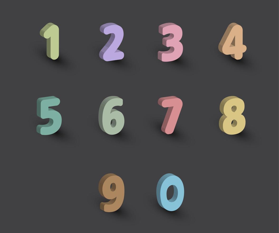 ABC 3D character number vector