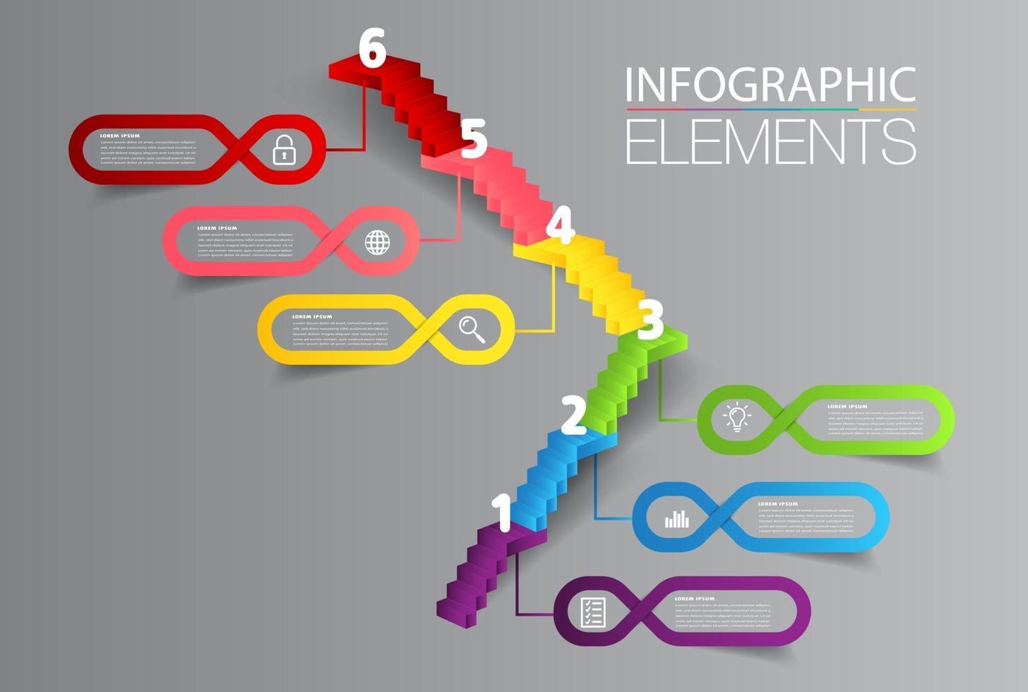 intensificar el concepto de éxito empresarial. vector de infografía de escalera