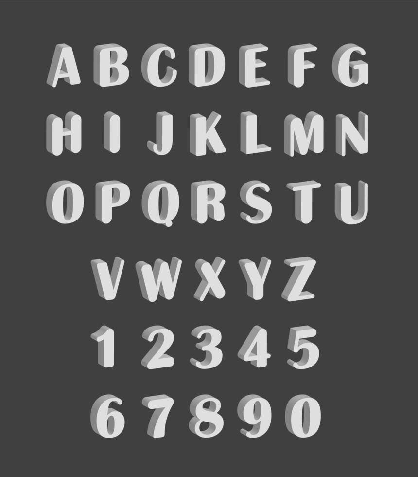 Character English ABC 3D number vector