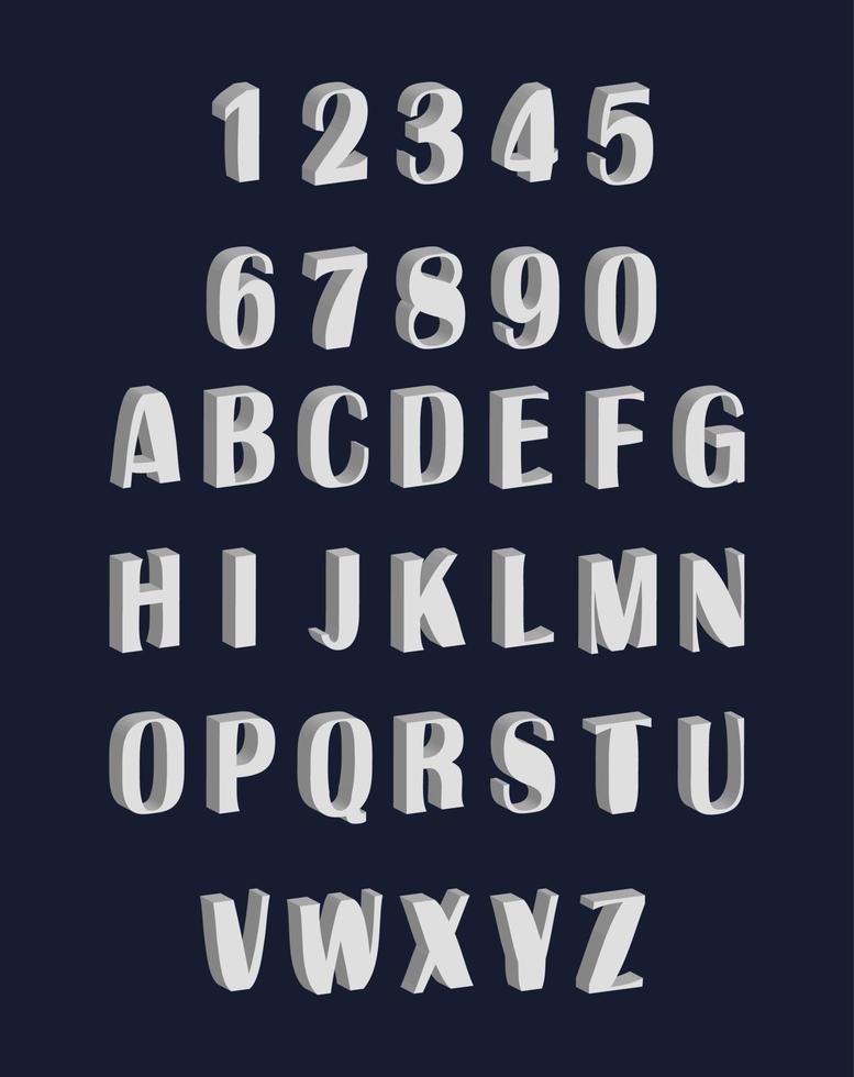 Character English ABC 3D number vector