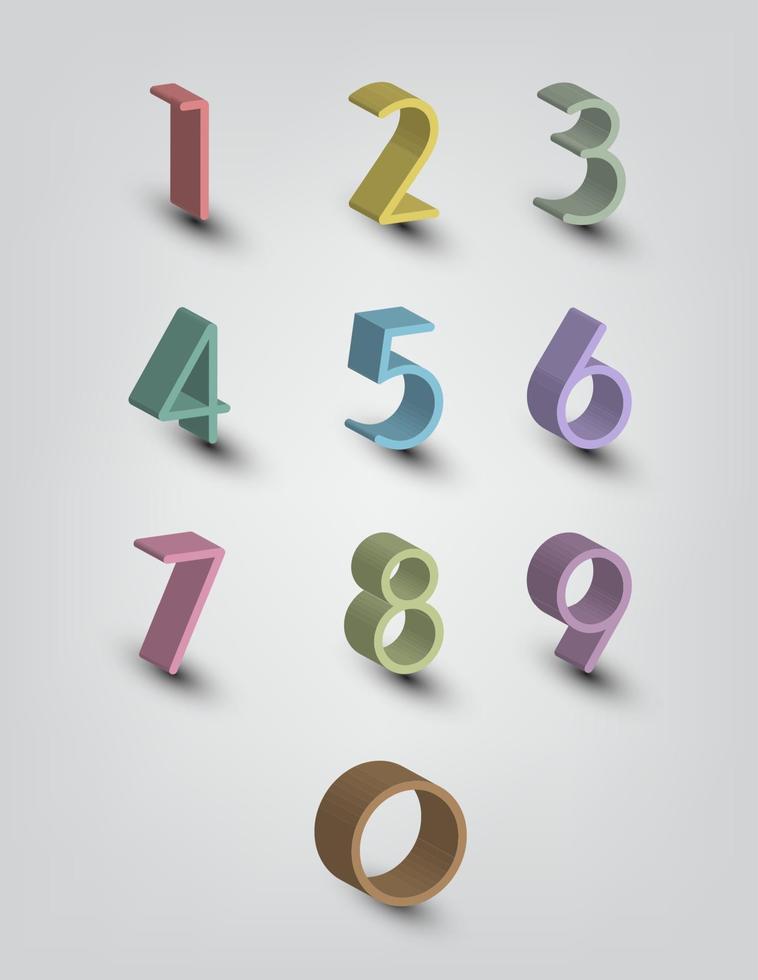 ABC 3D character number vector