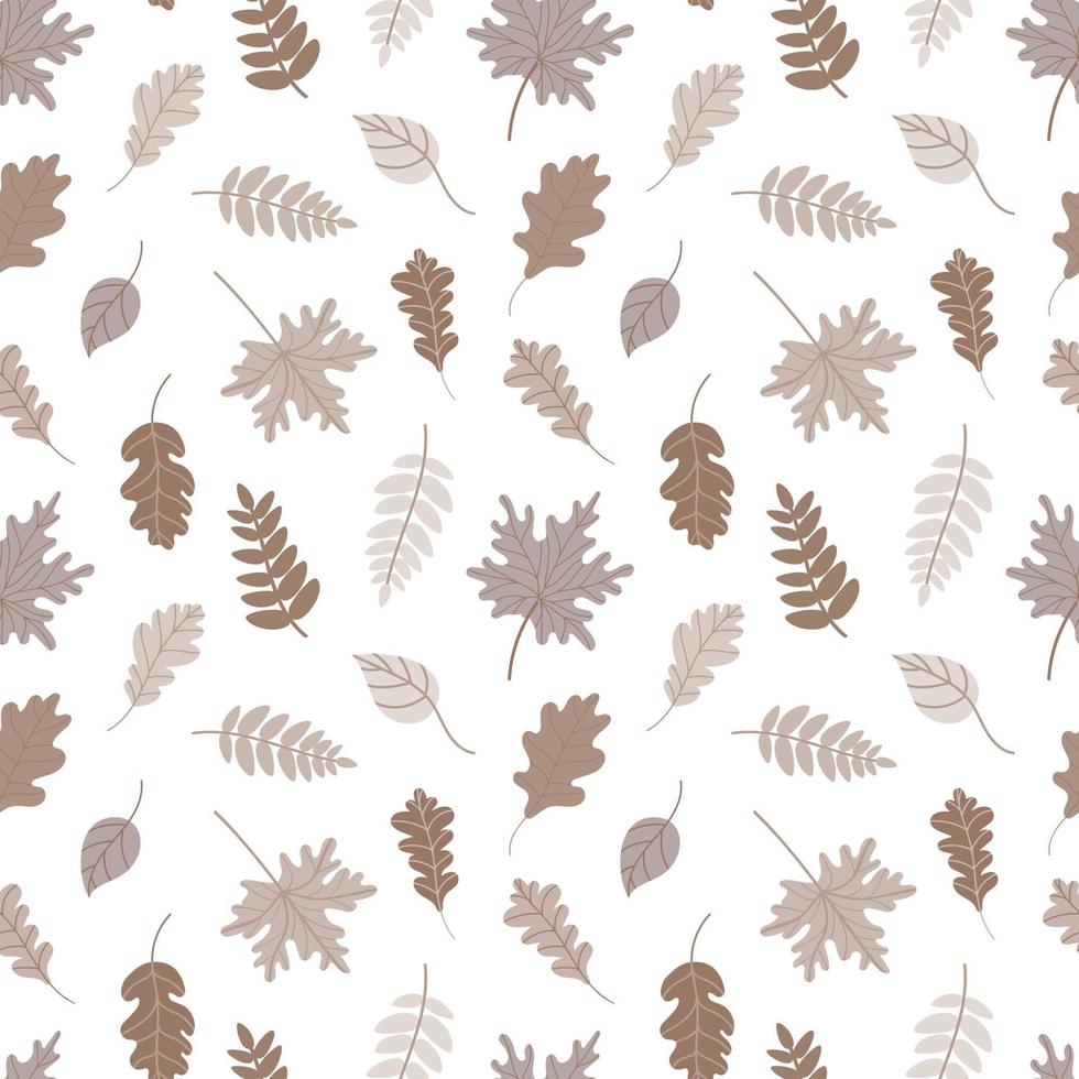 pattern with fallen leaves. Pattern with leaves in beige tones vector