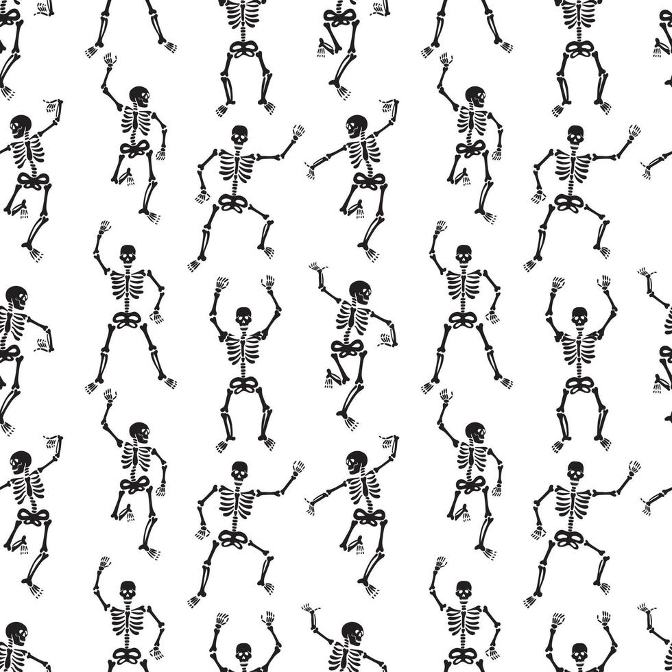 Seamless pattern with black skeletons. Day of the Dead pattern vector
