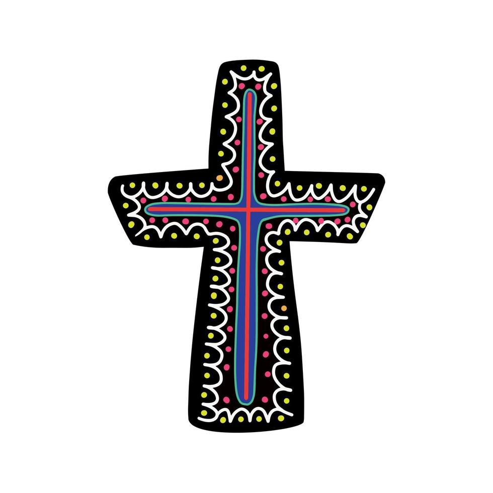 Cross, decorated with ethnic pattern. Vector illustration