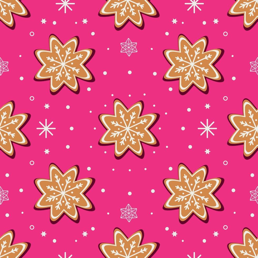 Seamless pattern of traditional christmas sweets on pink background vector