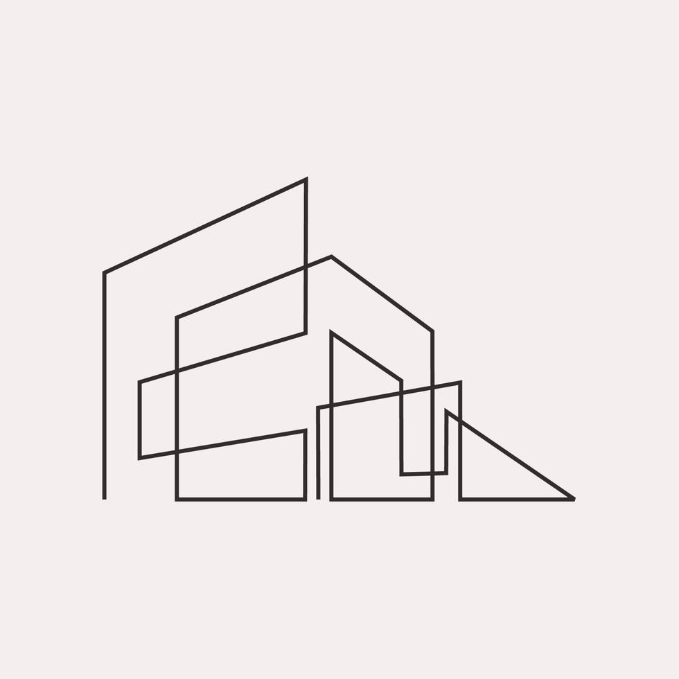 continuous line drawing of geometric building vector