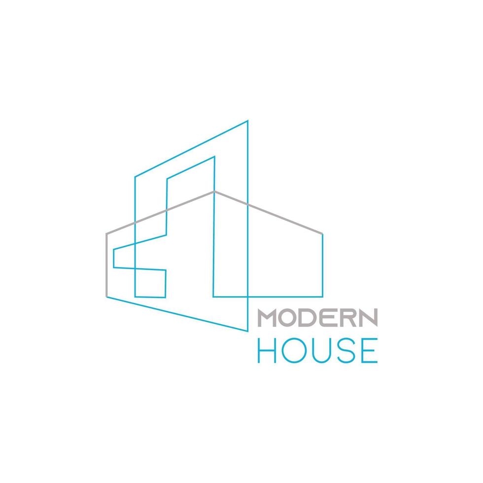 Modern house logo template with line minimalist modern decor vector