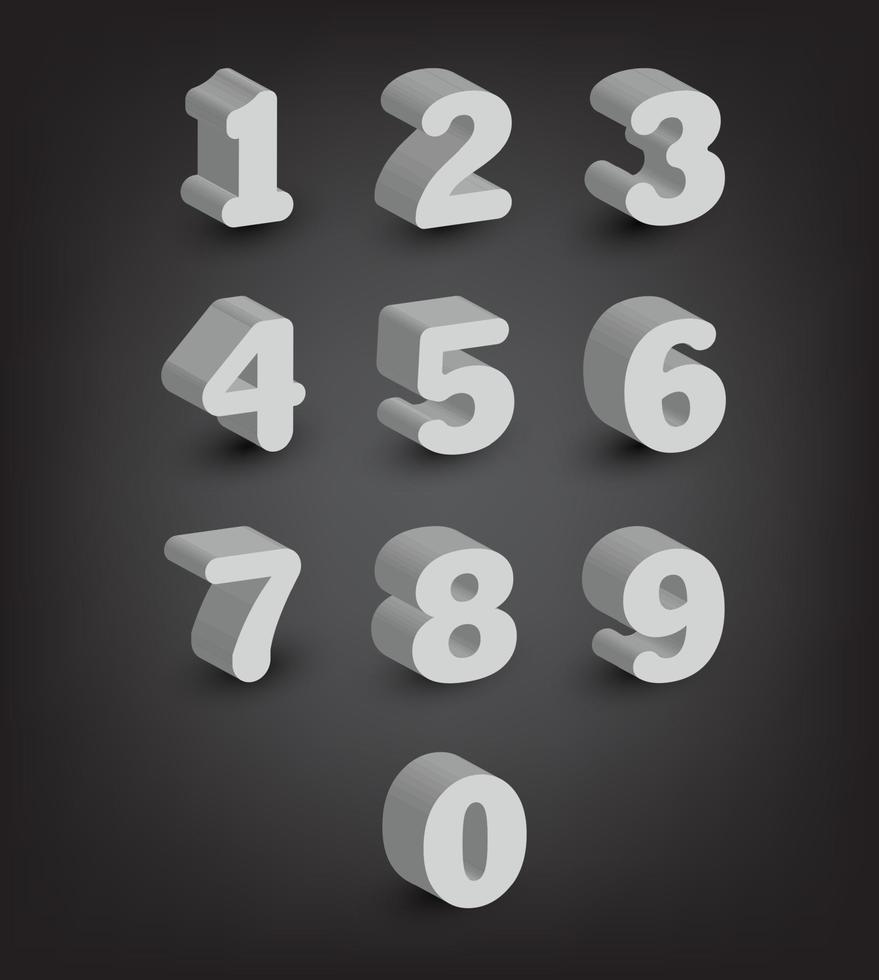 ABC 3D character number vector