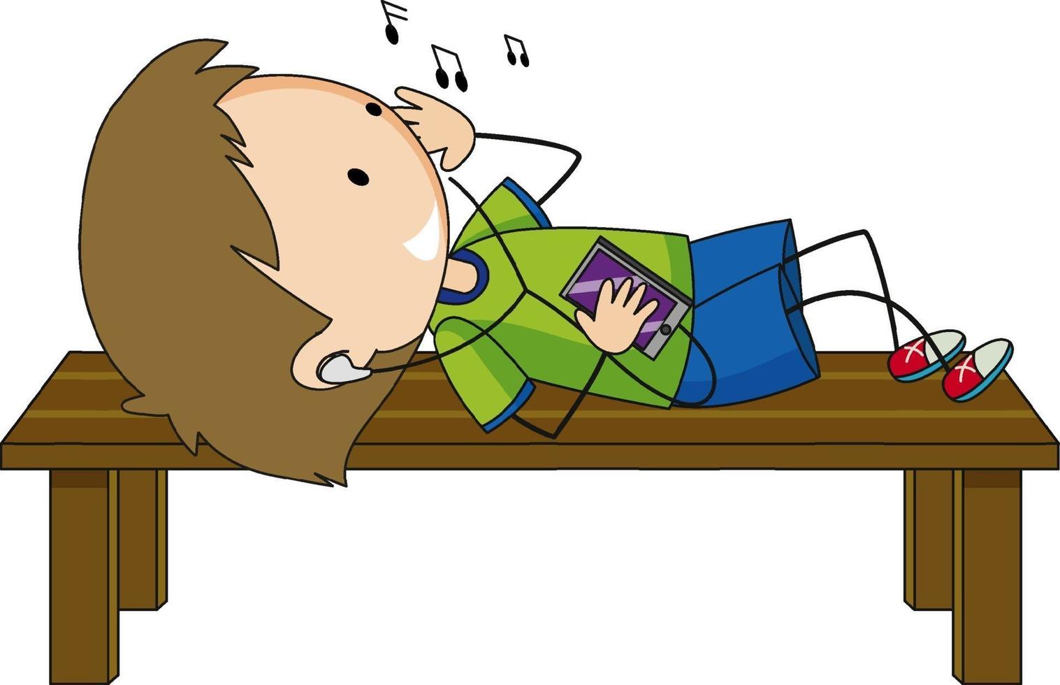 A boy listening music cartoon character isolated vector