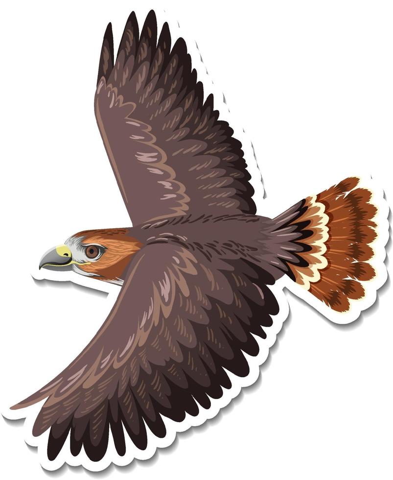 A sticker template of hawk cartoon character vector