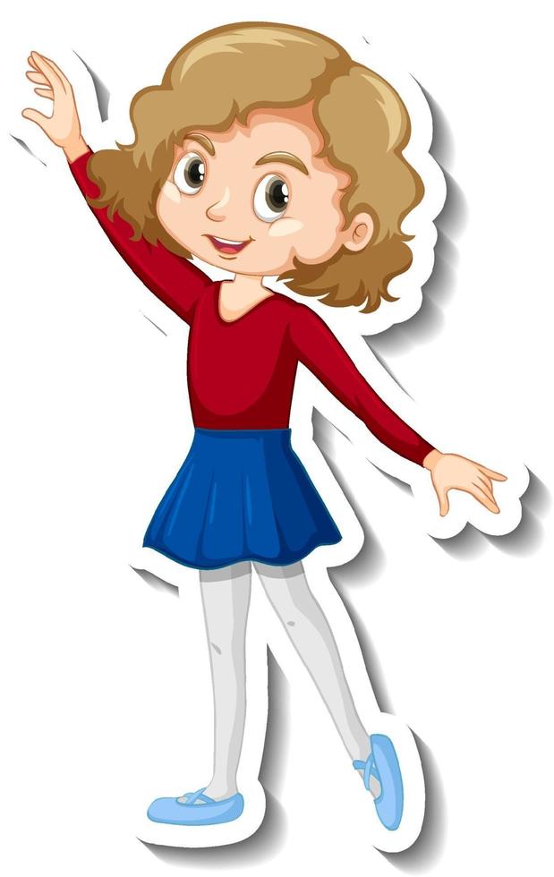 Sticker design with a ballerin girl dances cartoon character vector