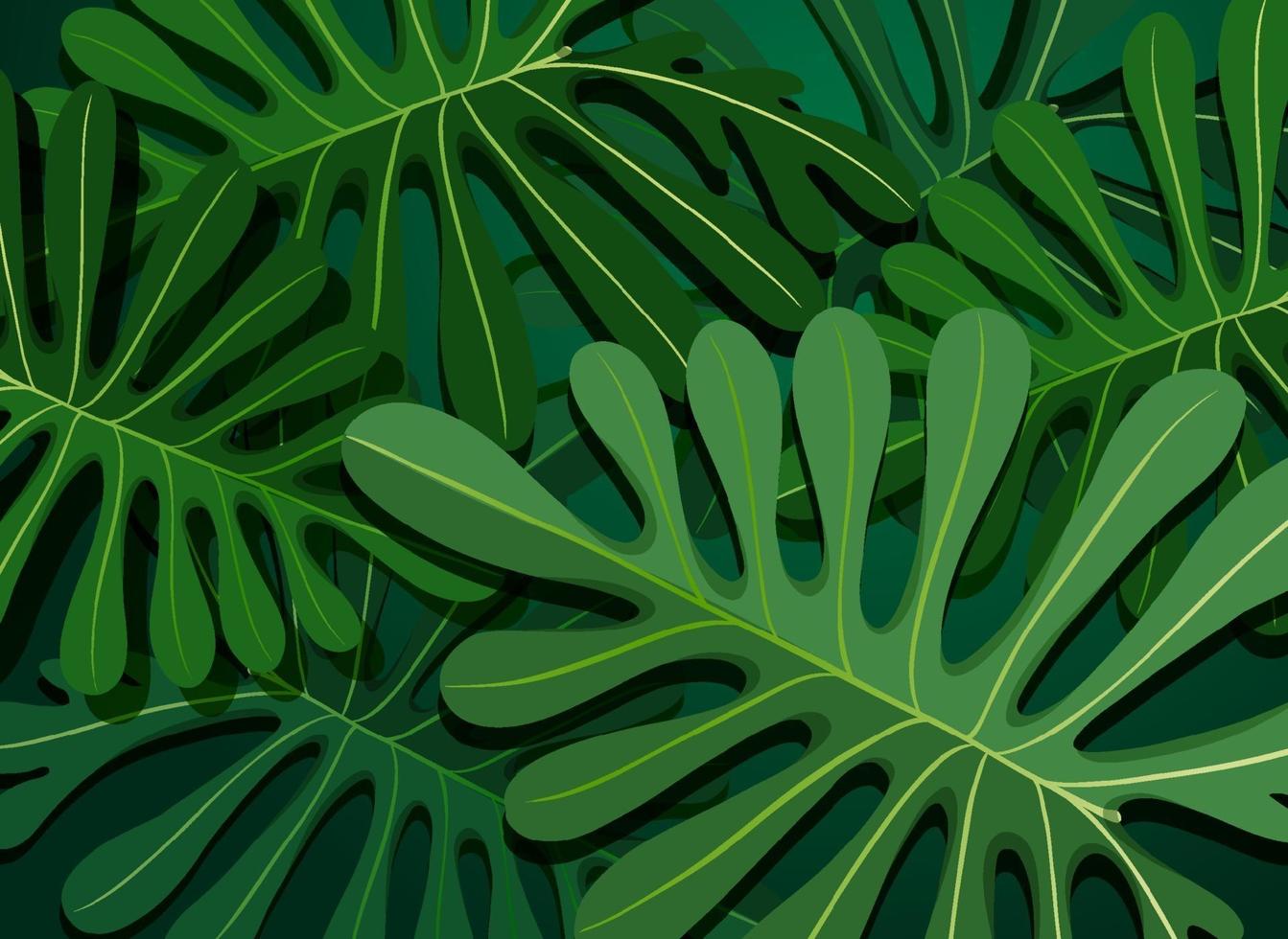 Tropical green leaves background vector