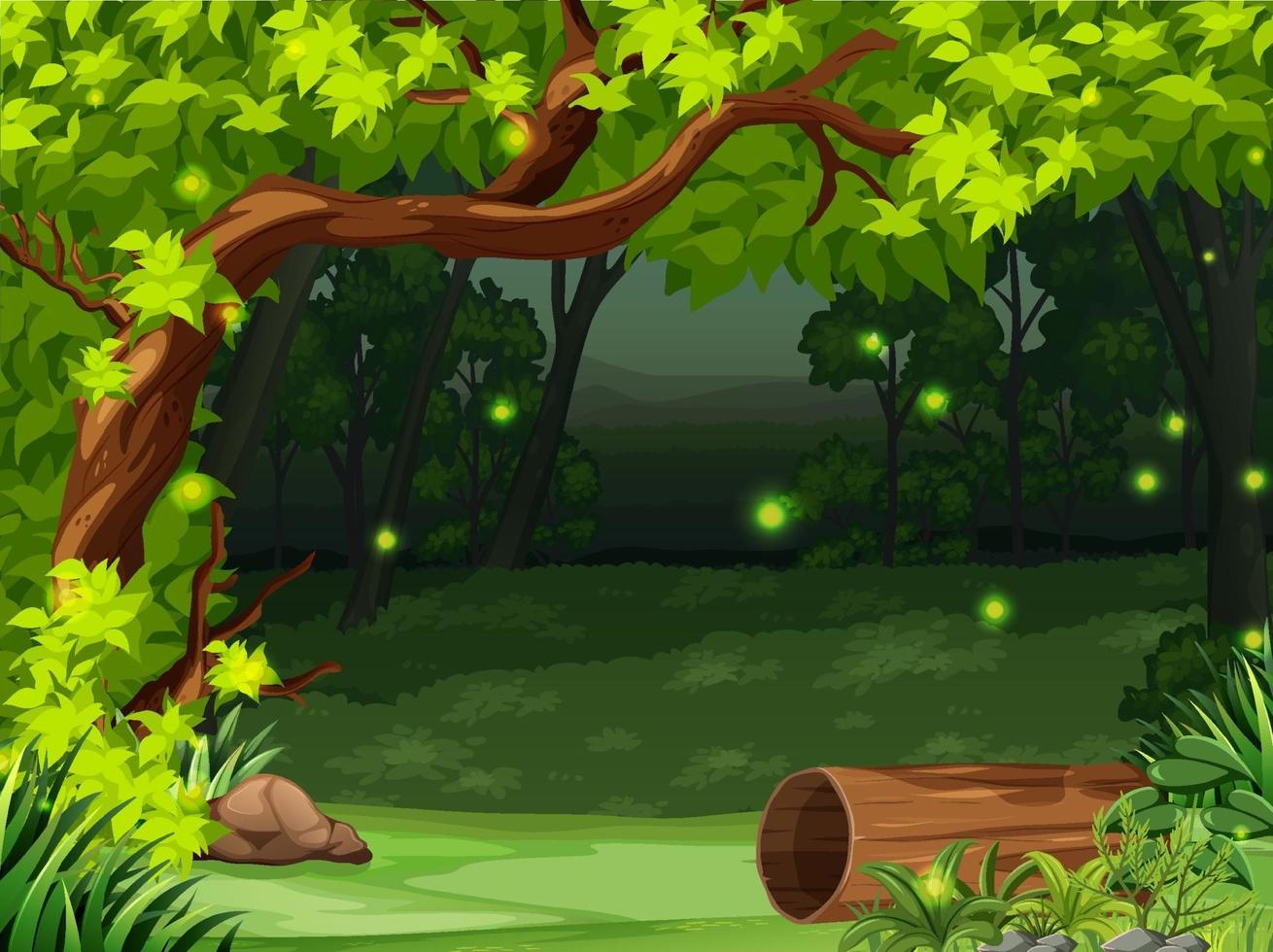 Enchanted forest landscape background vector