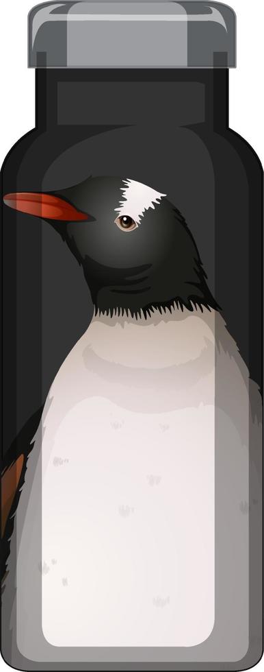un termo negro con estampado de pingüinos vector