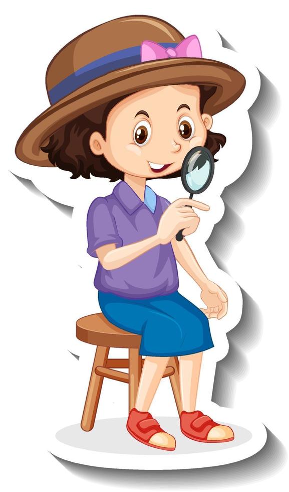 A sticker template of girl cartoon character vector